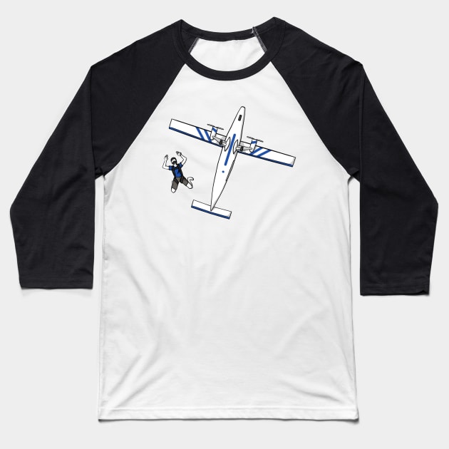 Skydiver And Plane Baseball T-Shirt by Reeseworks